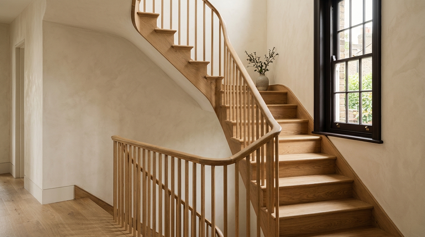 Oak staircase and handrail